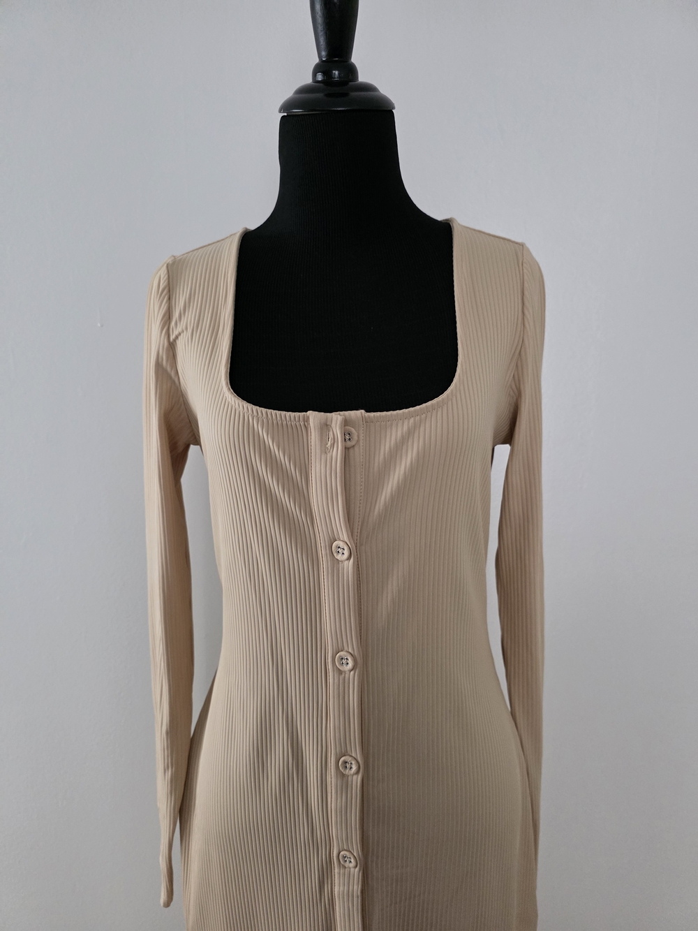 Button-Front Long Sleeve Midi Dress - Picture 2 of 6